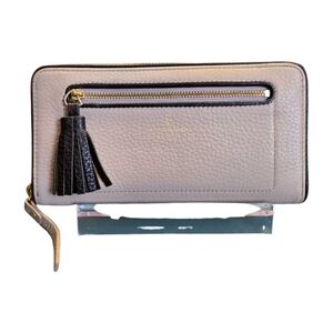 KATE SPADE Neda Chester Street Zip Continental Wallet Beige Black Tassle